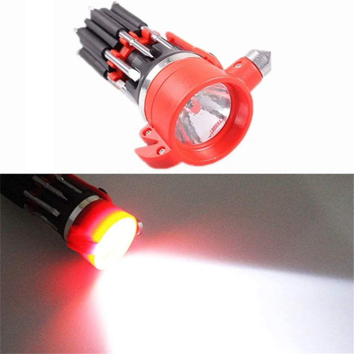8 in 1 Car Safety Hammer with Seat Belt Cutter Multifunctional Screwdrivers Car Tools with LED Light - 4