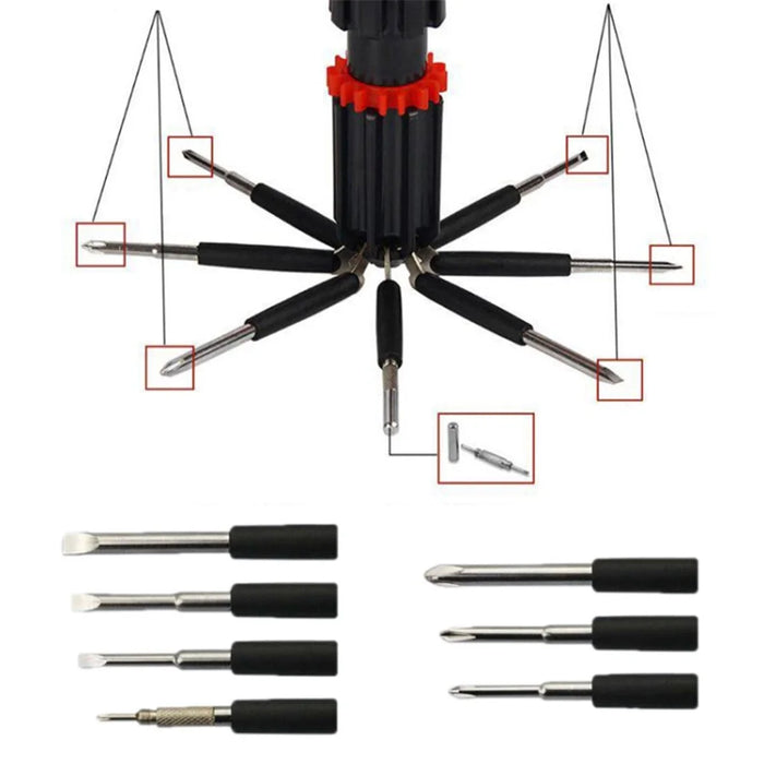 8 in 1 Car Safety Hammer with Seat Belt Cutter Multifunctional Screwdrivers Car Tools with LED Light - 6