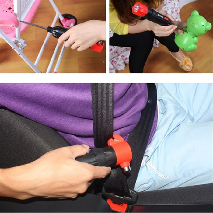 8 in 1 Car Safety Hammer with Seat Belt Cutter Multifunctional Screwdrivers Car Tools with LED Light - 7