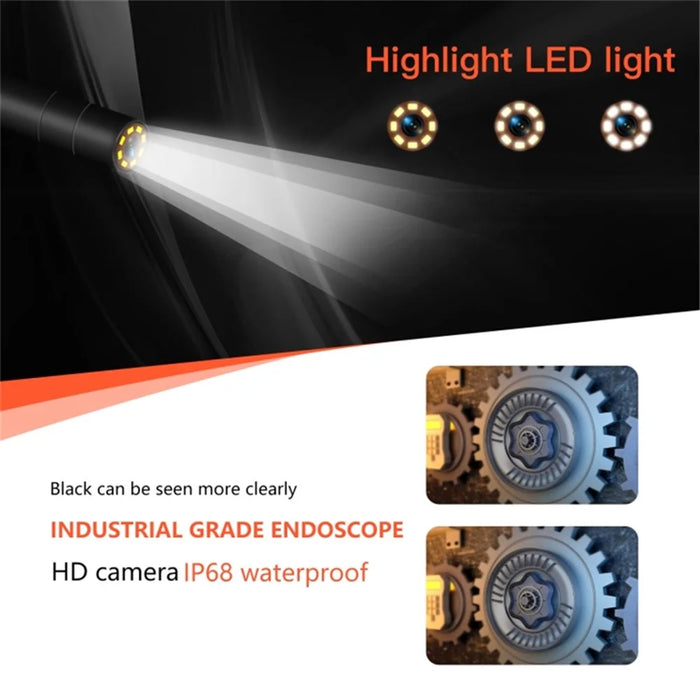 P130 10m Hard Wire Inspection Camera 8mm Tri-Lens Waterproof LED Drain Pipe 4.3-Inch Screen Borescope - 3