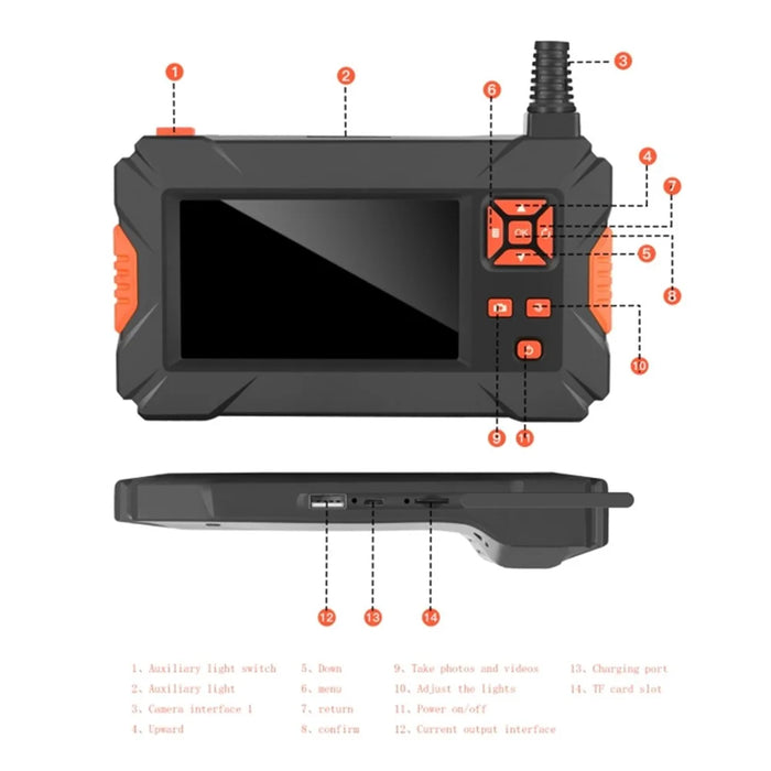 P130 10m Hard Wire Inspection Camera 8mm Tri-Lens Waterproof LED Drain Pipe 4.3-Inch Screen Borescope - 4