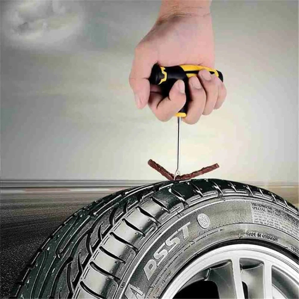 8Pcs / Set Car Tyre Puncture Repair Kit Tire Pressure Gauge Pliers Tool with Storage Case - 6