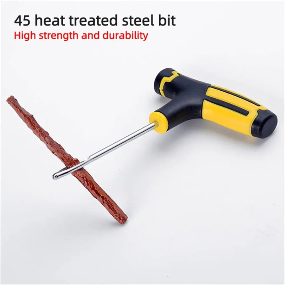 10Pcs / Set Car Tyre Puncture Repair Kit Tire Pressure Gauge Wrench Rubber Strip Auto Repair Kit - 5