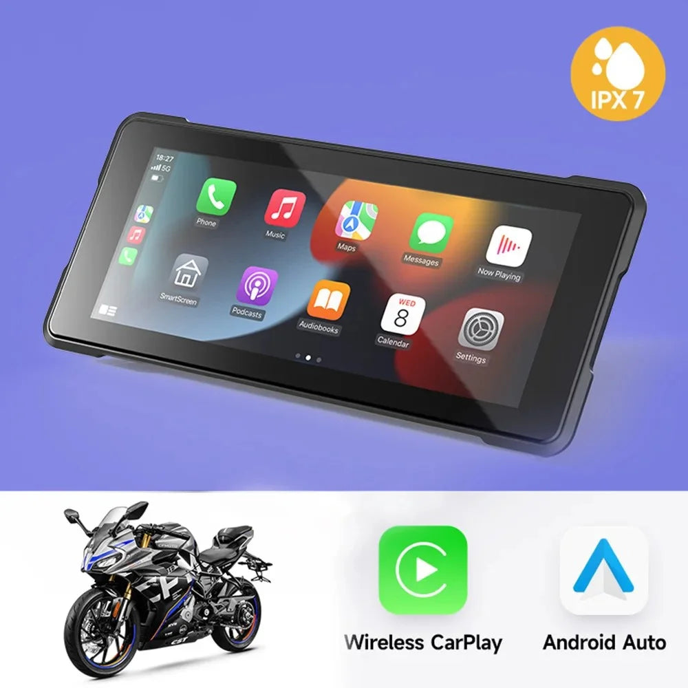 R5019 6.86-inch Touch Screen Motorcycle Camcorder Screen Wireless Android Auto Carplay Display Screen - 2