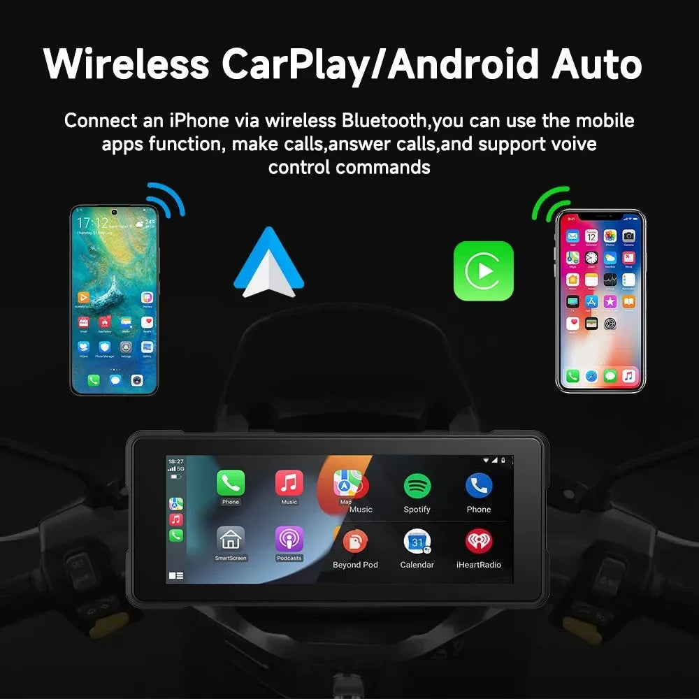 R5019 6.86-inch Touch Screen Motorcycle Camcorder Screen Wireless Android Auto Carplay Display Screen - 4