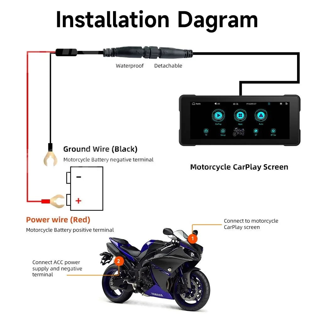 R5019 6.86-inch Touch Screen Motorcycle Camcorder Screen Wireless Android Auto Carplay Display Screen - 6