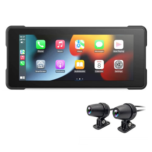 R5019 Dual Camera 6.86-inch Touch Screen Motorcycle Camcorder Wireless Android Auto Carplay Motorbike DVR - 1