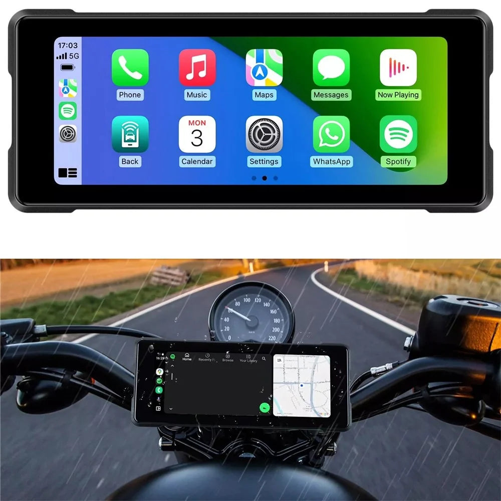 R5019 Dual Camera 6.86-inch Touch Screen Motorcycle Camcorder Wireless Android Auto Carplay Motorbike DVR - 2