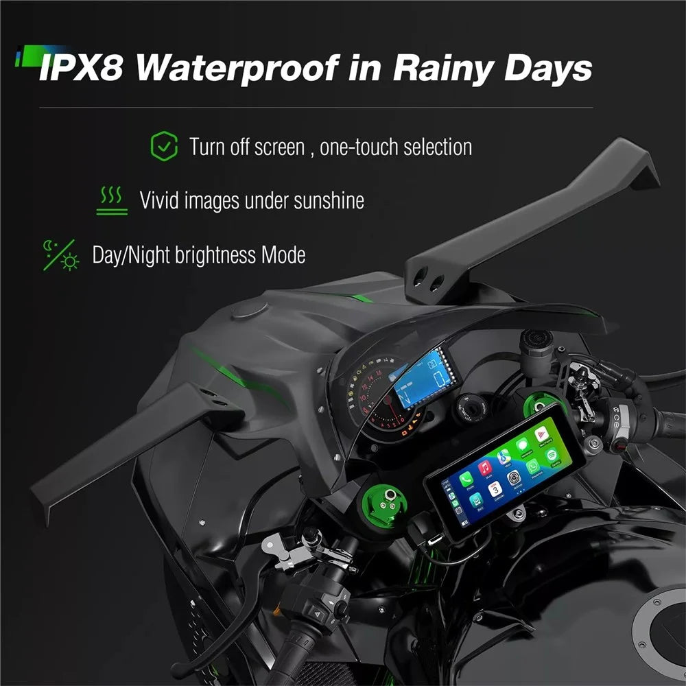 R5019 Dual Camera 6.86-inch Touch Screen Motorcycle Camcorder Wireless Android Auto Carplay Motorbike DVR - 5
