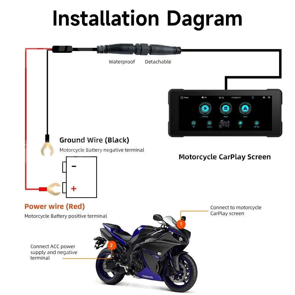 R5019 Dual Camera 6.86-inch Touch Screen Motorcycle Camcorder Wireless Android Auto Carplay Motorbike DVR - 6