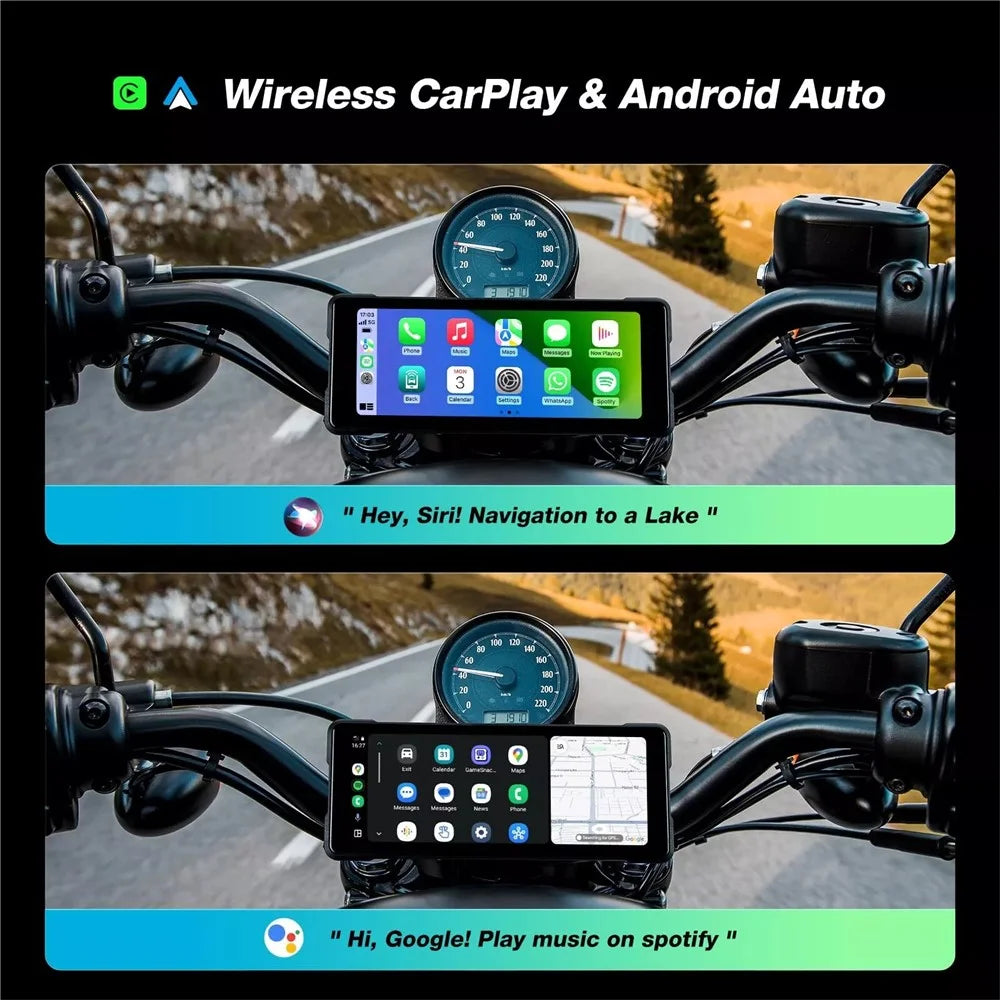 R5019 Dual Camera 6.86-inch Touch Screen Motorcycle Camcorder Wireless Android Auto Carplay Motorbike DVR - 7