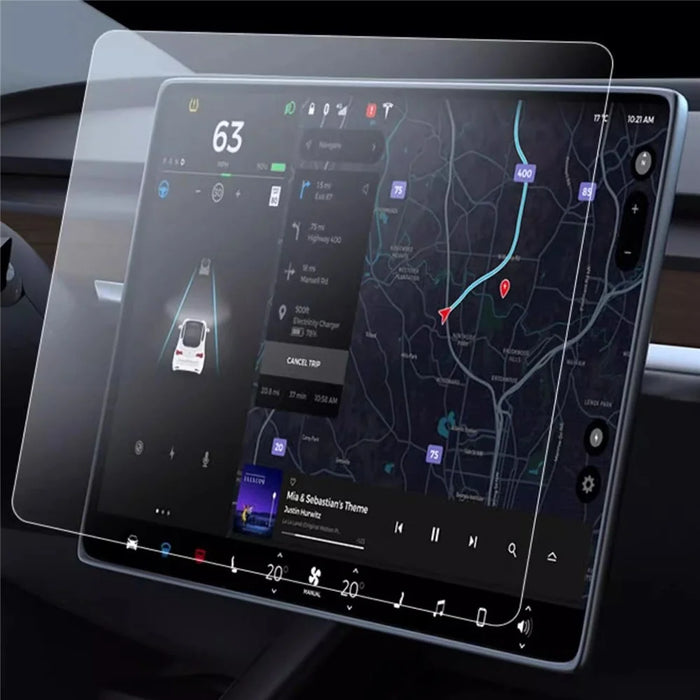 For Tesla Model Y 2025 / Model 3 2023-2025 Central Console Film Full Screen Clear Electroplated Tempered Glass Protector 15.4 Inches (34 x 22.5CM) - 3