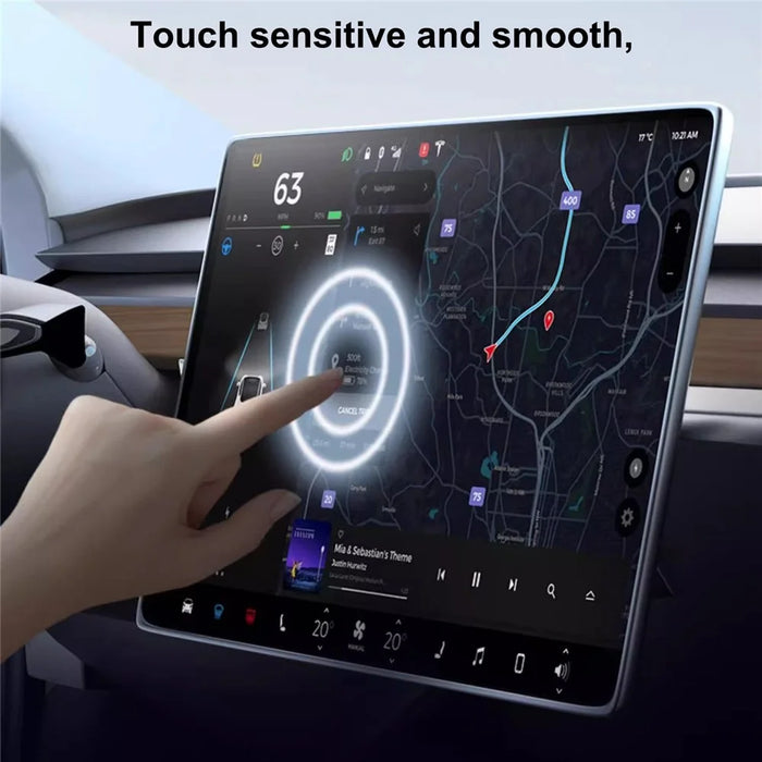 For Tesla Model Y 2025 / Model 3 2023-2025 Central Console Film Full Screen Clear Electroplated Tempered Glass Protector 15.4 Inches (34 x 22.5CM) - 4