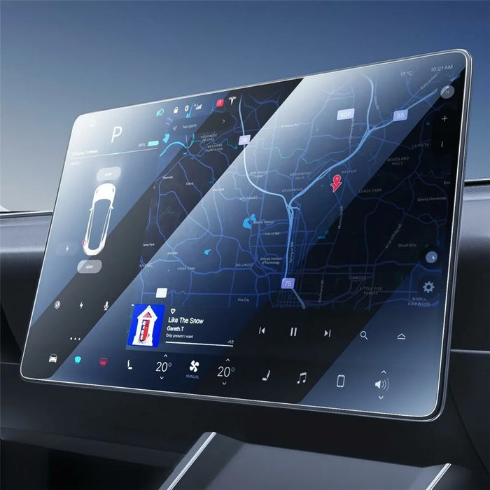 For Tesla Model 3 (2017-2023) / Model Y (2020-2025) Tempered Glass Film Car Display Navigation + Rearview Mirror Screen Protector - Transparent - 4