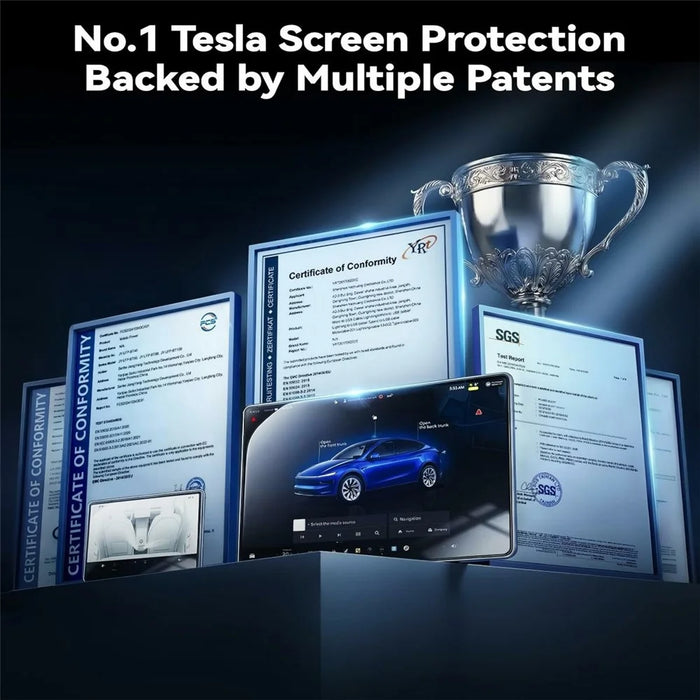 For Tesla Model 3 (2017-2023) / Model Y (2020-2025) Tempered Glass Film Car Display Navigation + Rearview Mirror Screen Protector - Transparent - 6