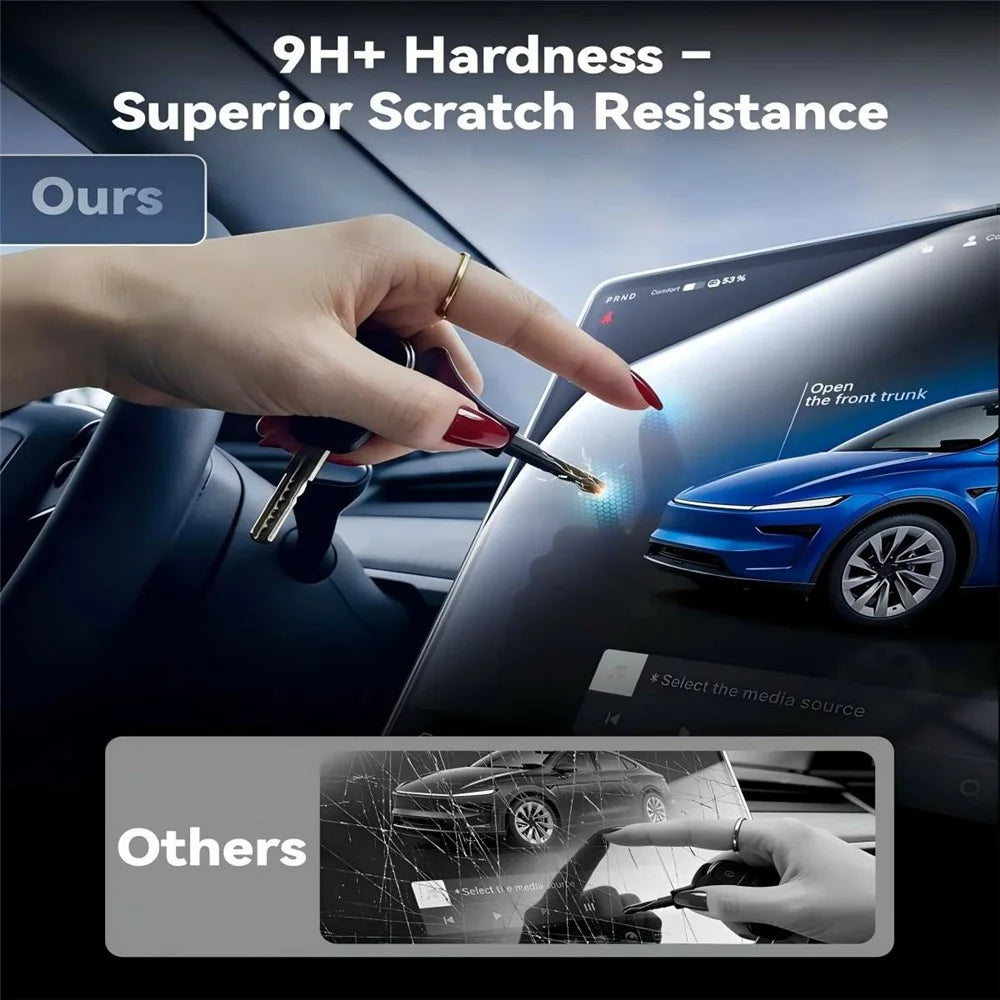 For Model Y (2020-2025) / Model 3 (2017-2023) Tempered Glass Film Kit Center Console Rearview Mirror Screen Protector - Transparen - 2