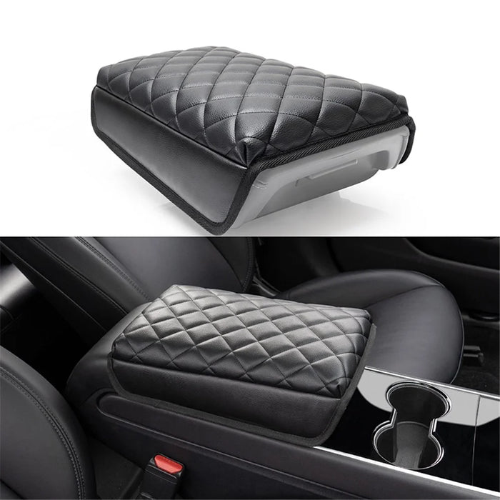 TS000658 For Model 3 / Y 2017-2022 PU Leather Car Armrest Cover Center Console Armrest Box Protector Lid Pad - 1