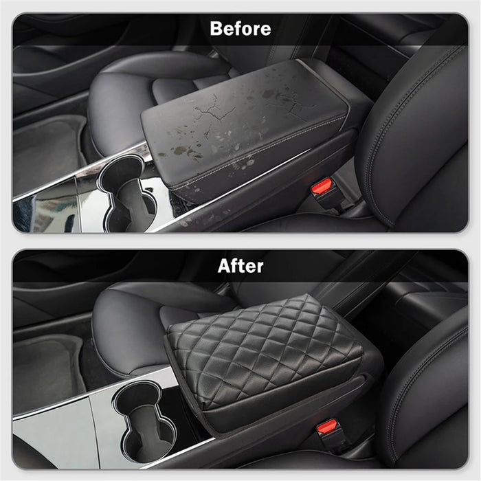 TS000658 For Model 3 / Y 2017-2022 PU Leather Car Armrest Cover Center Console Armrest Box Protector Lid Pad - 5