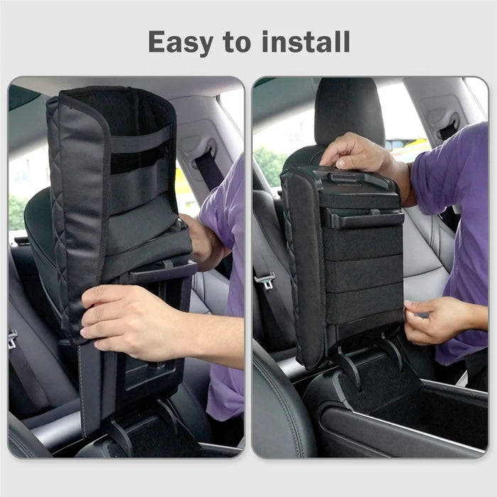 TS000658 For Model 3 / Y 2017-2022 PU Leather Car Armrest Cover Center Console Armrest Box Protector Lid Pad - 7