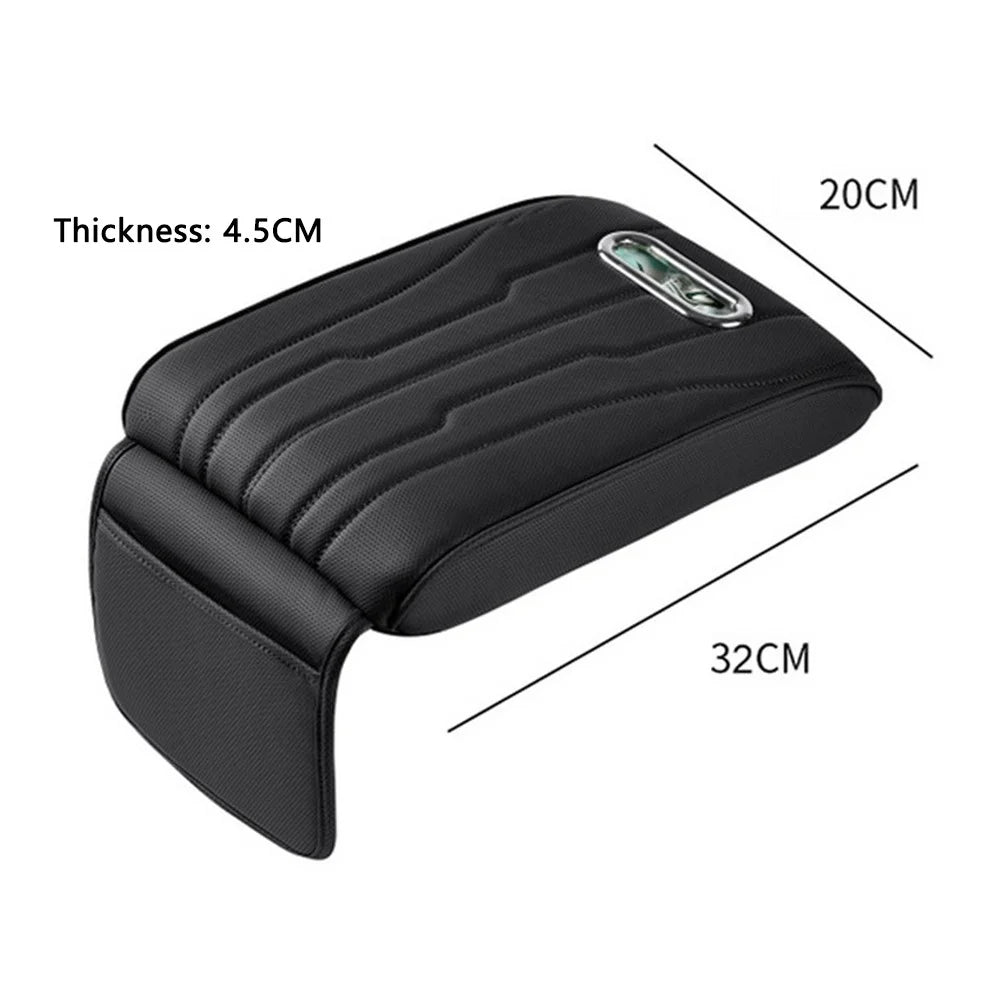 FSX001 Leather+Memory Foam Car Armrest Box Heighten Pad Car Armrest Box Cover Tissue Box - Black - 7