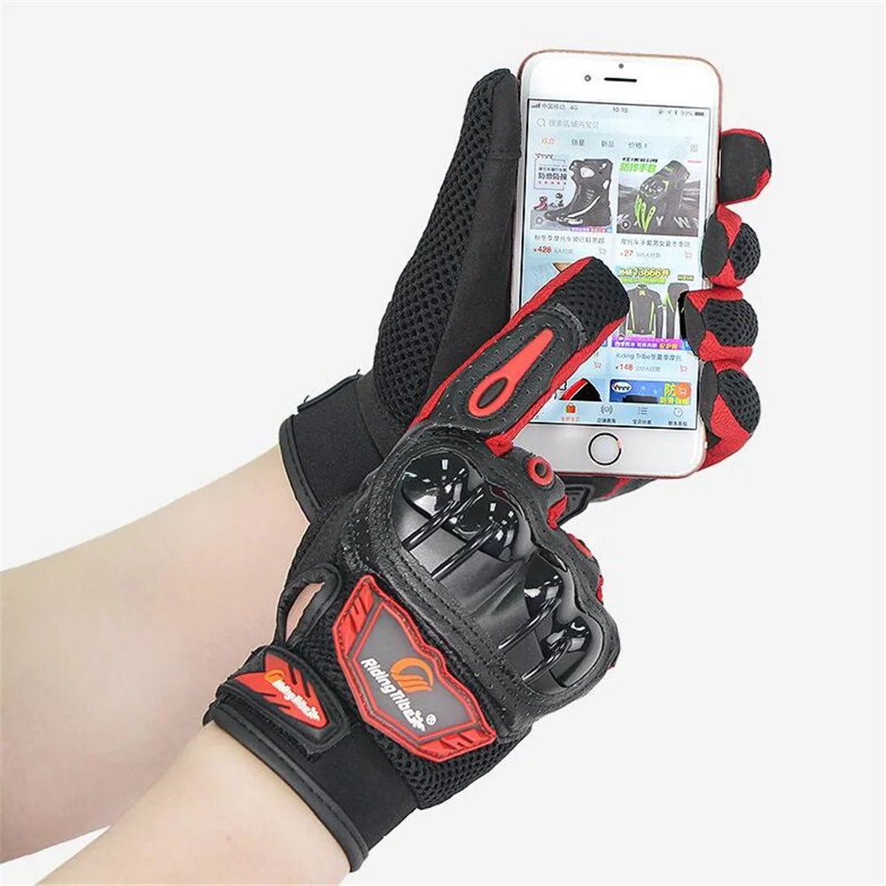 RIDING TRIBE MCS-47 Anti-Slip Motorcycle Riding Full Finger Gloves for Cycling Motorbike Sports - Red/M - 4