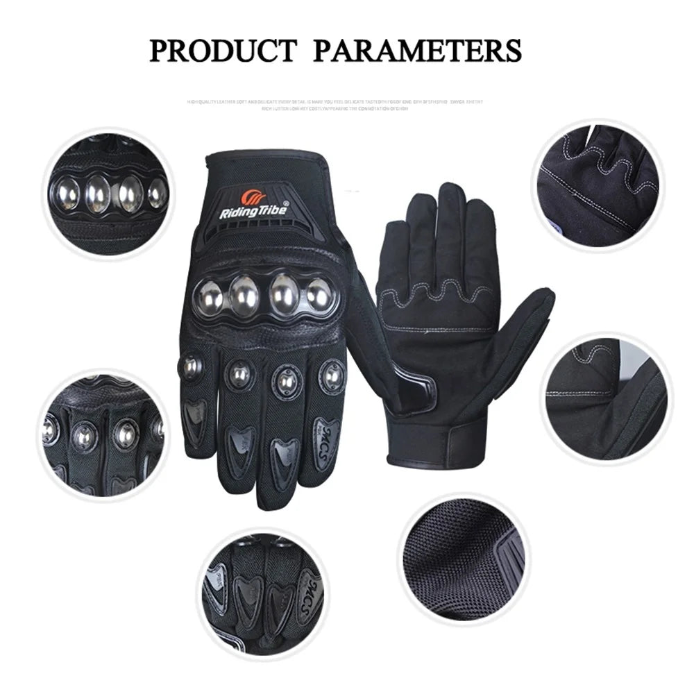 RIDING TRIBE MCS-29B Anti-fall Anti-slip Motorcycle Riding Gloves Outdoor Motocross Breathable Touch Screen Full Finger Gloves - Black/M - 5