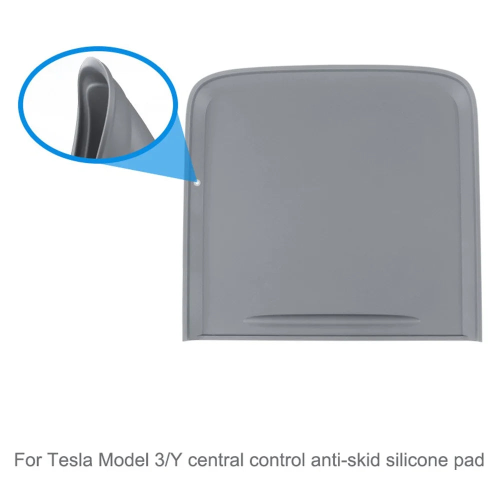 TSL74 For Tesla Model 3 / Y Silicone Car Armrest Anti-slip Cover Center Console Pad Automobile Waterproof Mat - Grey - 2
