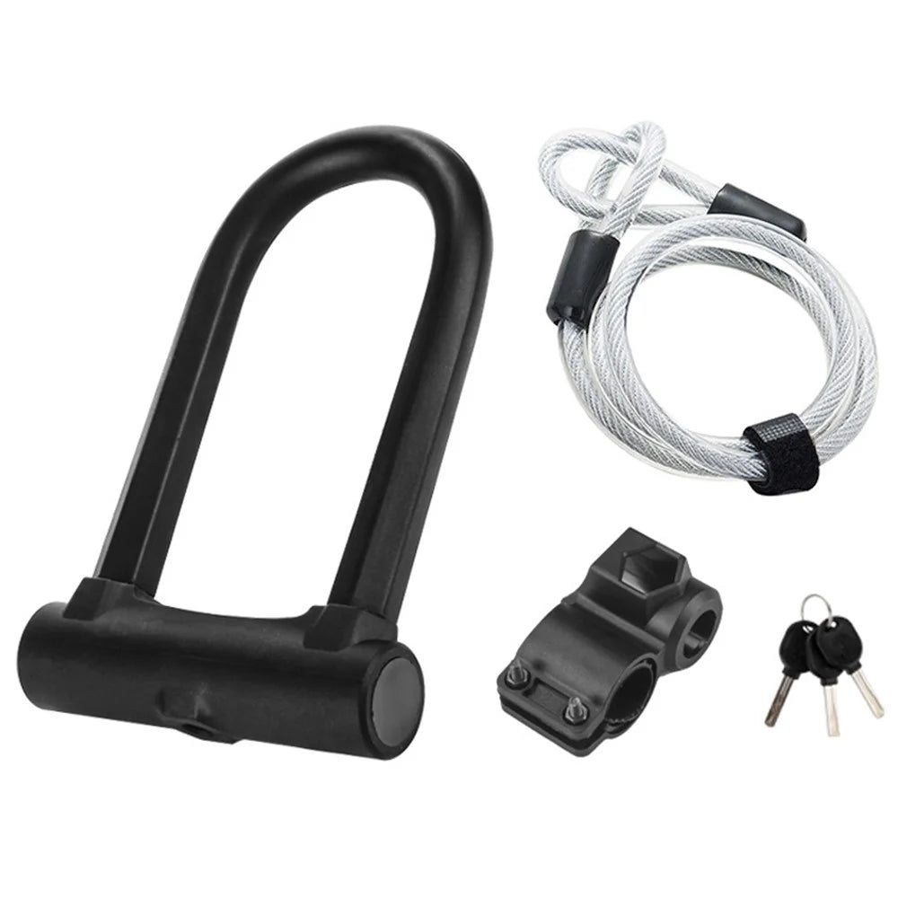 PL-G1L Bike U Lock IP65 Waterproof Bicycle Lock with Security Steel Cable / Mounting Bracket / Keys for Bicycle Motorcycle - 1