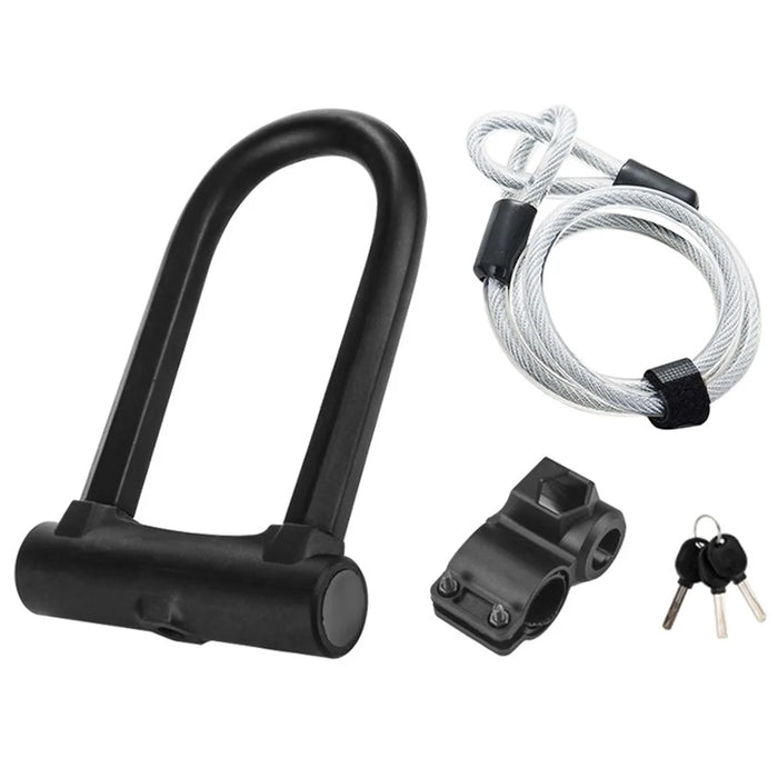 PL-G1L Bike U Lock IP65 Waterproof Bicycle Lock with Security Steel Cable / Mounting Bracket / Keys for Bicycle Motorcycle - 1