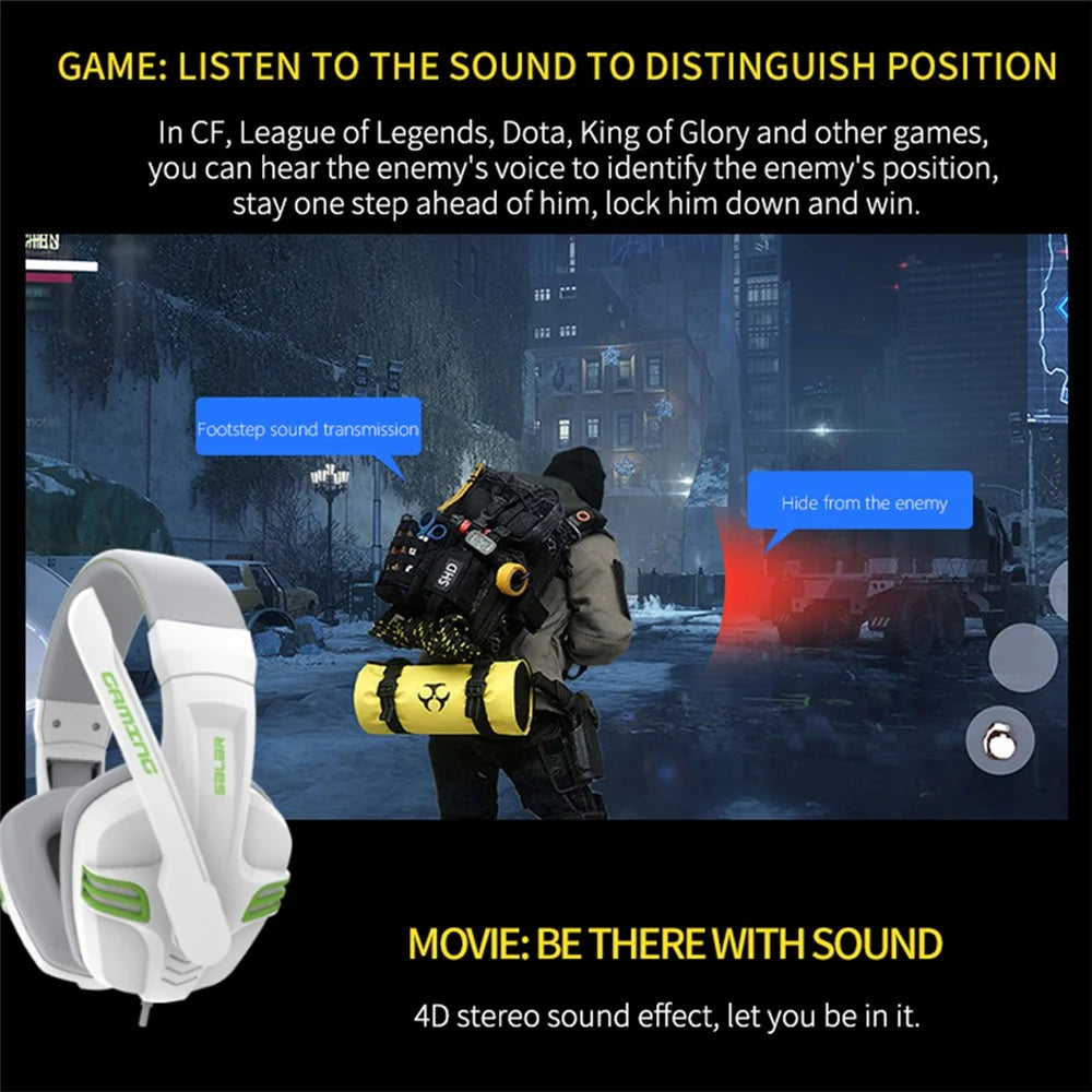 SALAR KX101 Wired Headphones Heavy Bass Gaming Earphones with Microphone Professional Computer Gamer Headset - Pink - 4