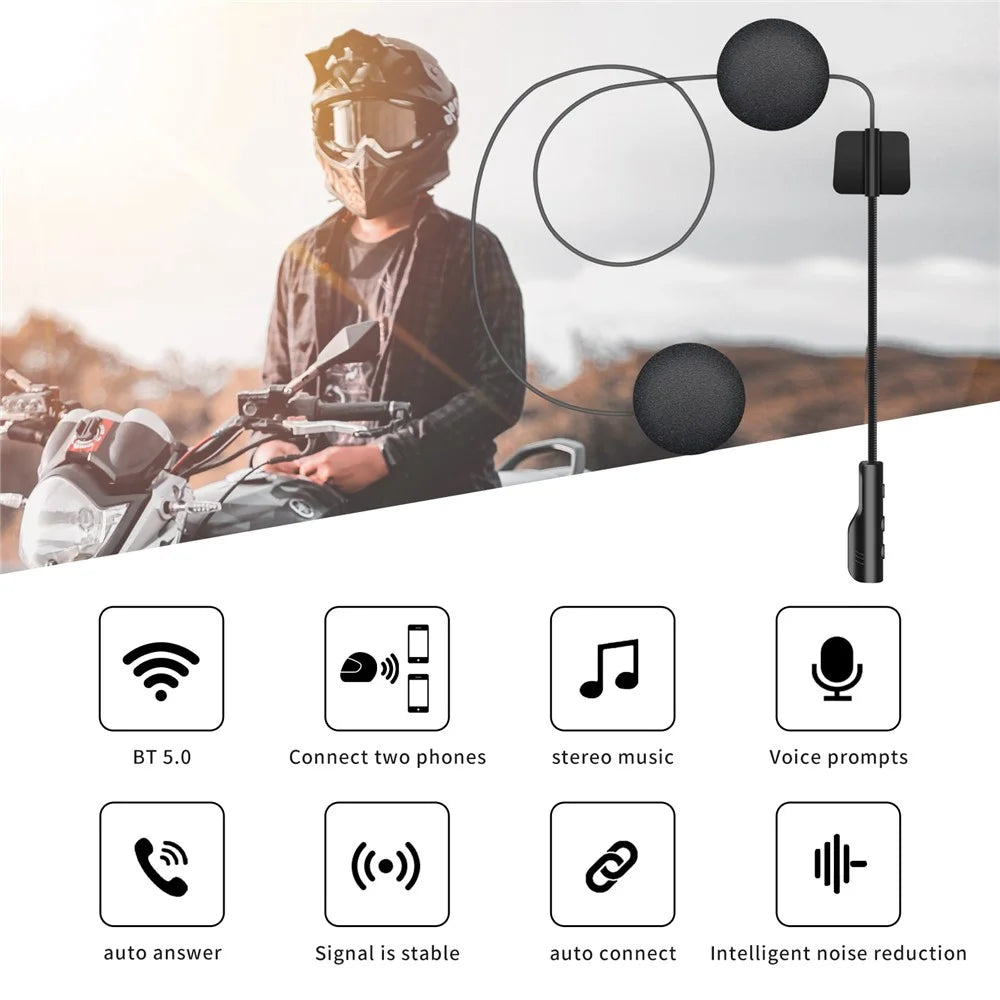 BT23 Bluetooth-compatible 5.0 Motorcycle Helmet Headphone Handsfree Call Wireless Headset Music Player - 2