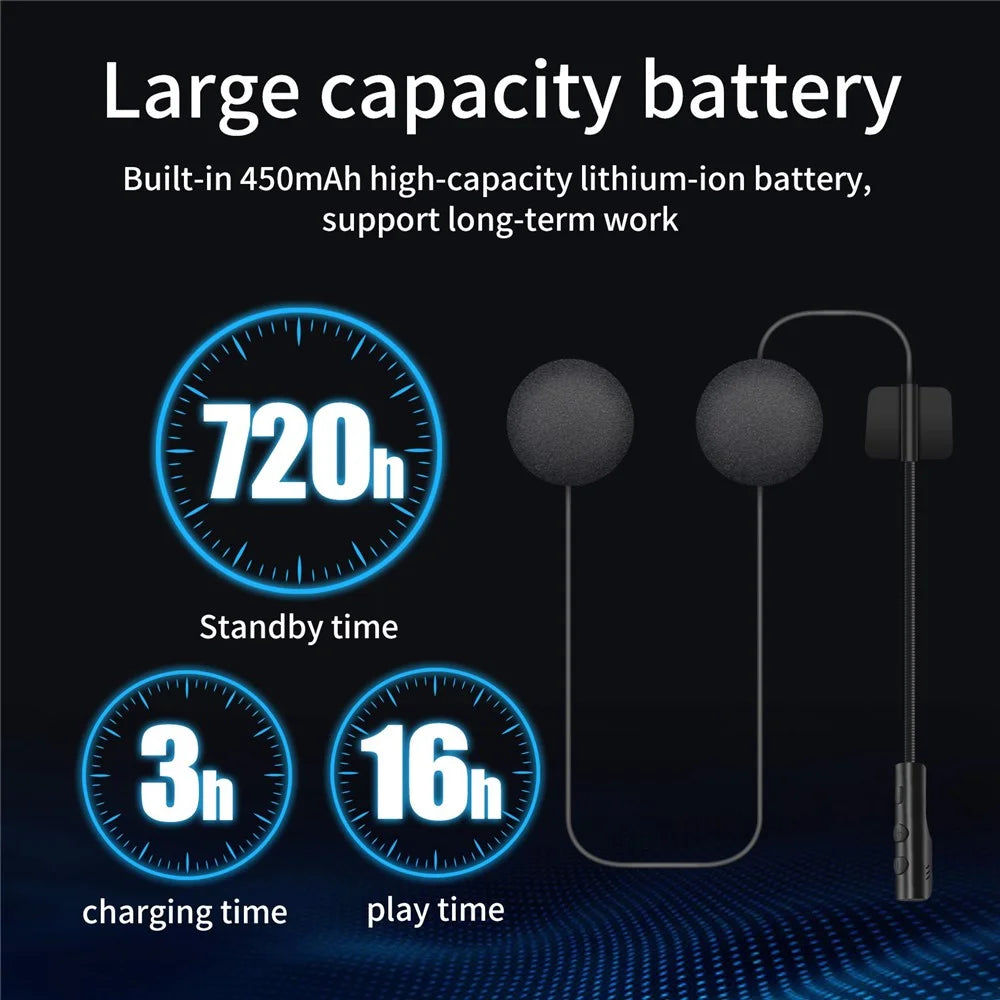 BT23 Bluetooth-compatible 5.0 Motorcycle Helmet Headphone Handsfree Call Wireless Headset Music Player - 6
