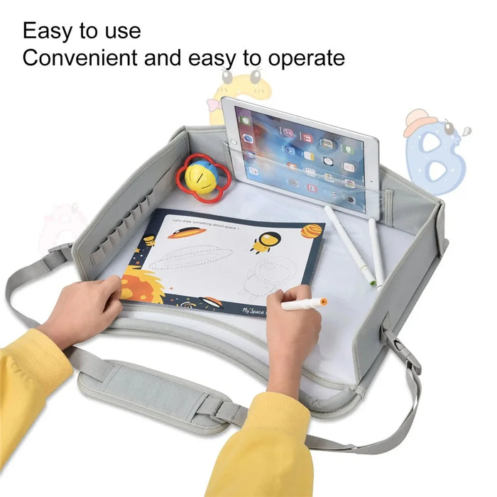 Kids Car Seat Lap Desk Oxford Cloth Travel Tray Drawing Writing Table for Children - 5