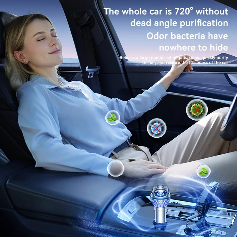 Q1 Car Air Purifier Ionizer Car Air Freshener Gadgets Silent Smoke Odor Removal with Night Light - 3