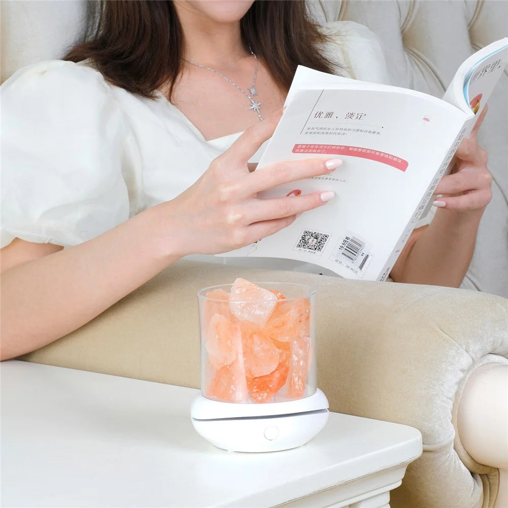 YL-002 Aromatherapy Salt Lamp Essential Oil Diffuser Colorful Lamp Creative Rock Natural Negative Ion Salt Night Light for Home Bedroom - White - 2