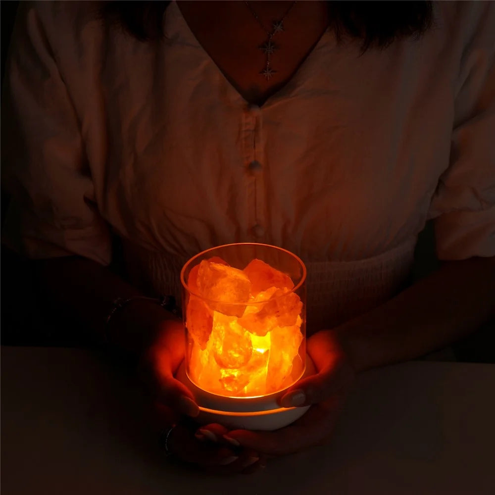 YL-002 Aromatherapy Salt Lamp Essential Oil Diffuser Colorful Lamp Creative Rock Natural Negative Ion Salt Night Light for Home Bedroom - White - 3