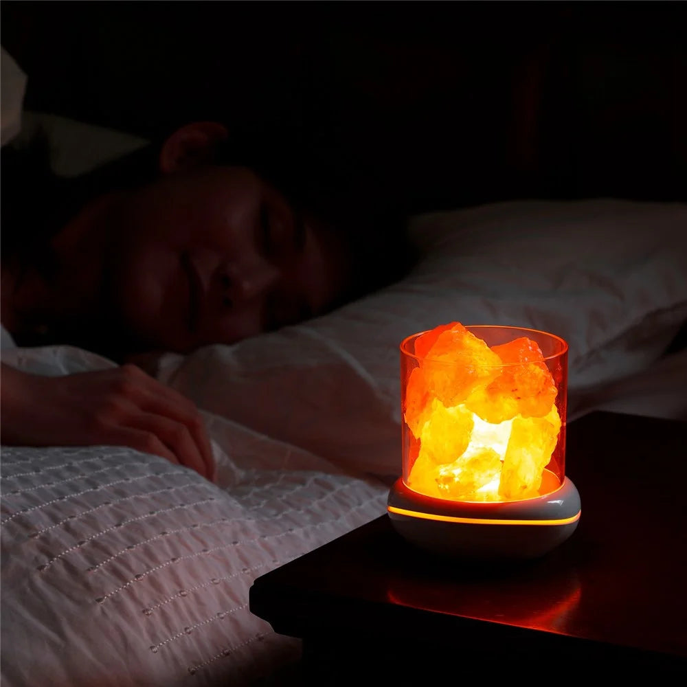 YL-002 Aromatherapy Salt Lamp Essential Oil Diffuser Colorful Lamp Creative Rock Natural Negative Ion Salt Night Light for Home Bedroom - White - 4