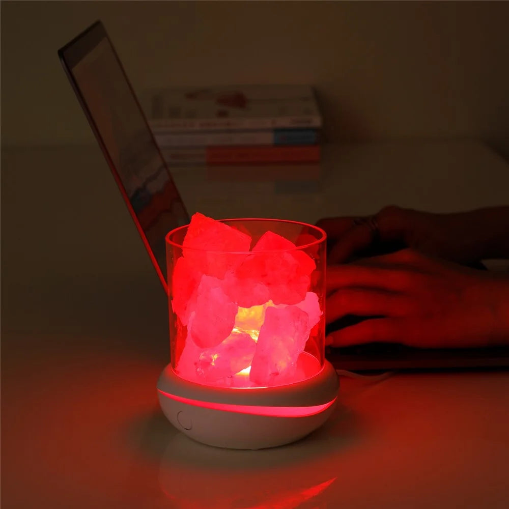 YL-002 Aromatherapy Salt Lamp Essential Oil Diffuser Colorful Lamp Creative Rock Natural Negative Ion Salt Night Light for Home Bedroom - White - 5