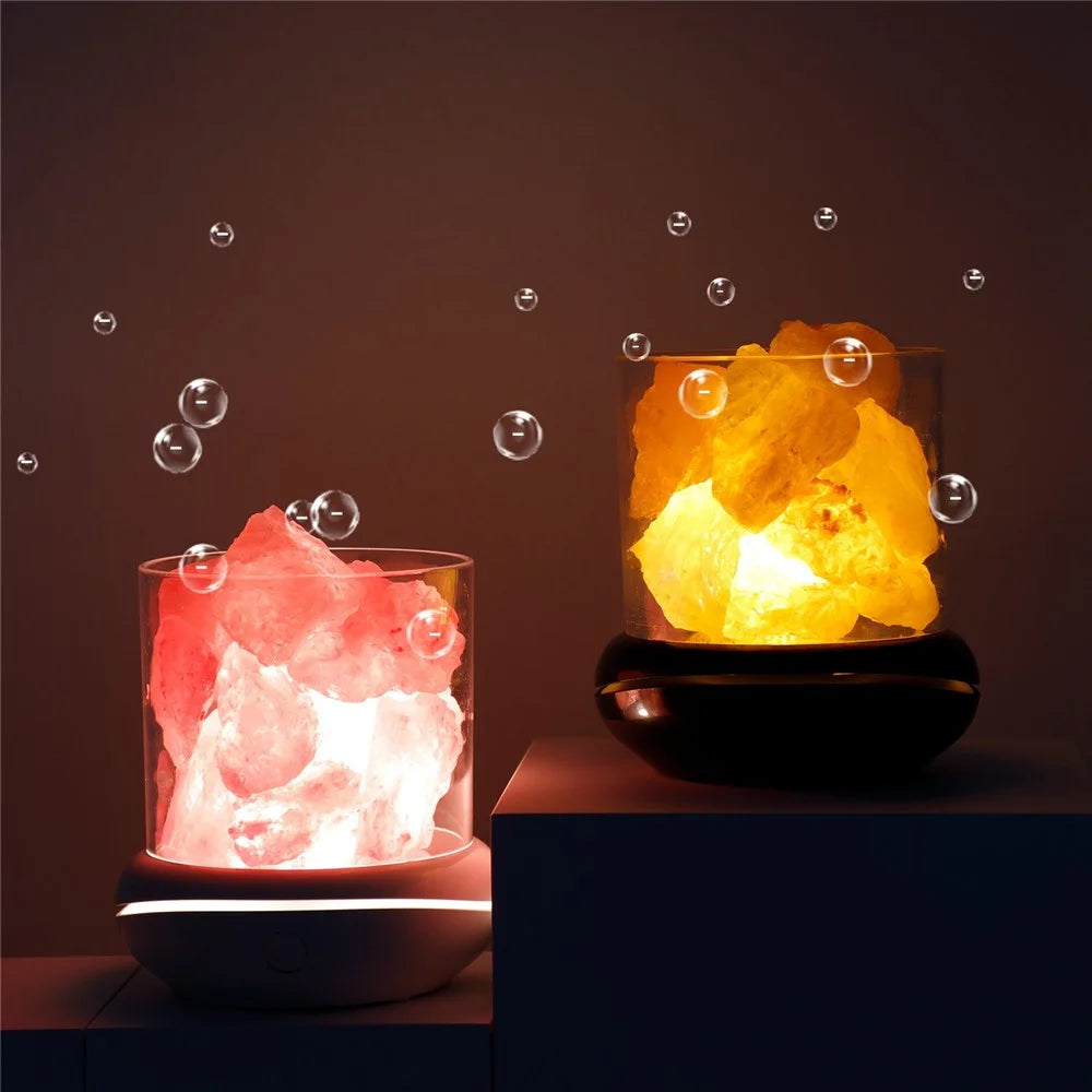 YL-002 Aromatherapy Salt Lamp Essential Oil Diffuser Colorful Lamp Creative Rock Natural Negative Ion Salt Night Light for Home Bedroom - White - 6