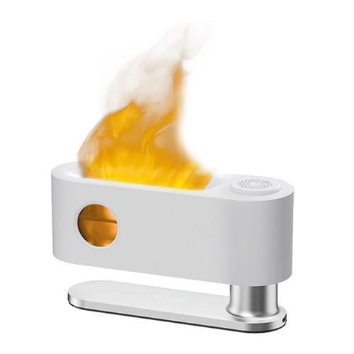 F018 Simulation Flame Essential Oil Diffuser Colorful Light Quiet Air Humidifier Aroma Diffuser for Home Office - White - 1