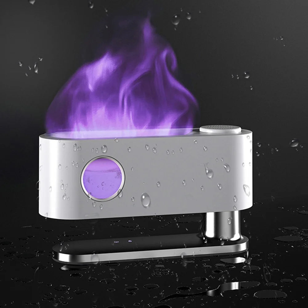 F018 Simulation Flame Essential Oil Diffuser Colorful Light Quiet Air Humidifier Aroma Diffuser for Home Office - White - 4