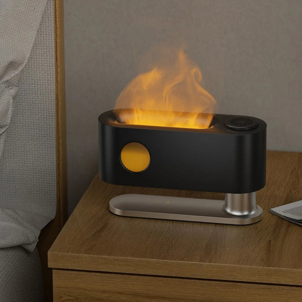 F018 Simulation Flame Essential Oil Diffuser Colorful Light Quiet Air Humidifier Aroma Diffuser for Home Office - White - 5