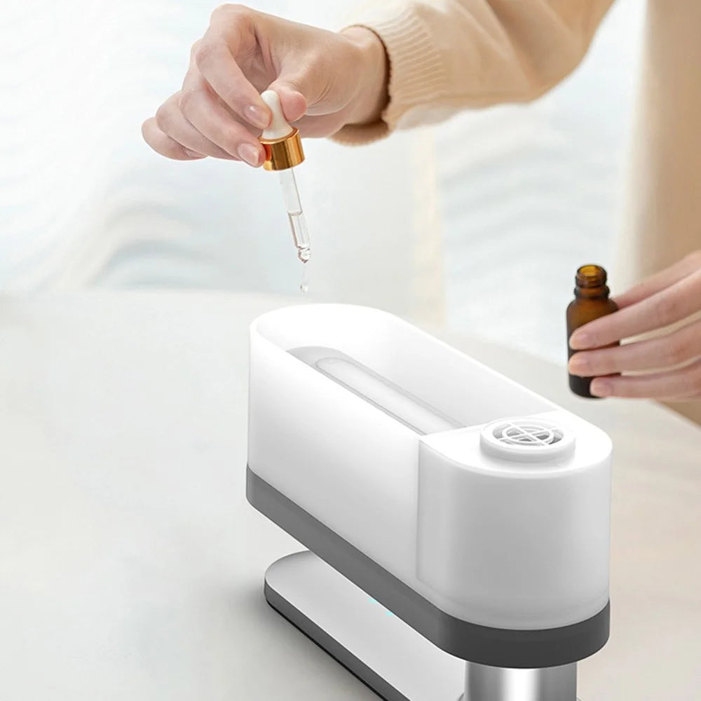 F018 Simulation Flame Essential Oil Diffuser Colorful Light Quiet Air Humidifier Aroma Diffuser for Home Office - White - 7