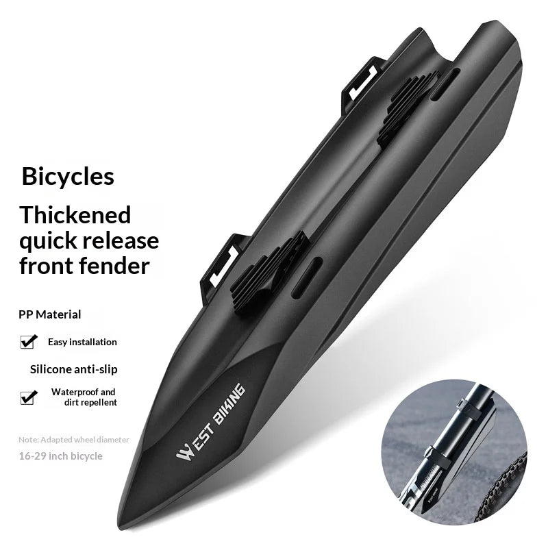 WEST BIKING YP0714047 Bike Fender Quick Release Front Mudguard for 16-29 Inch Mountain Road Bicycle Accessories - Black - 2