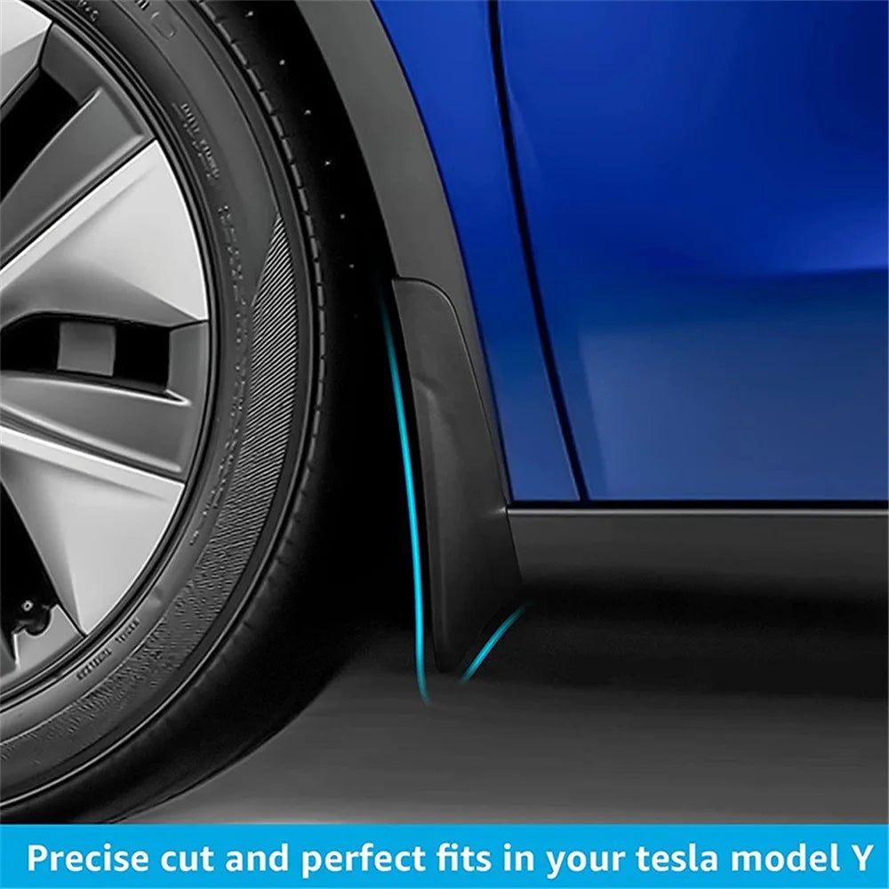 4PCS No Drilling Car Front and Rear Wheel Fender Mud Flap Mud Guard for Tesla Model Y - Matte Black - 3