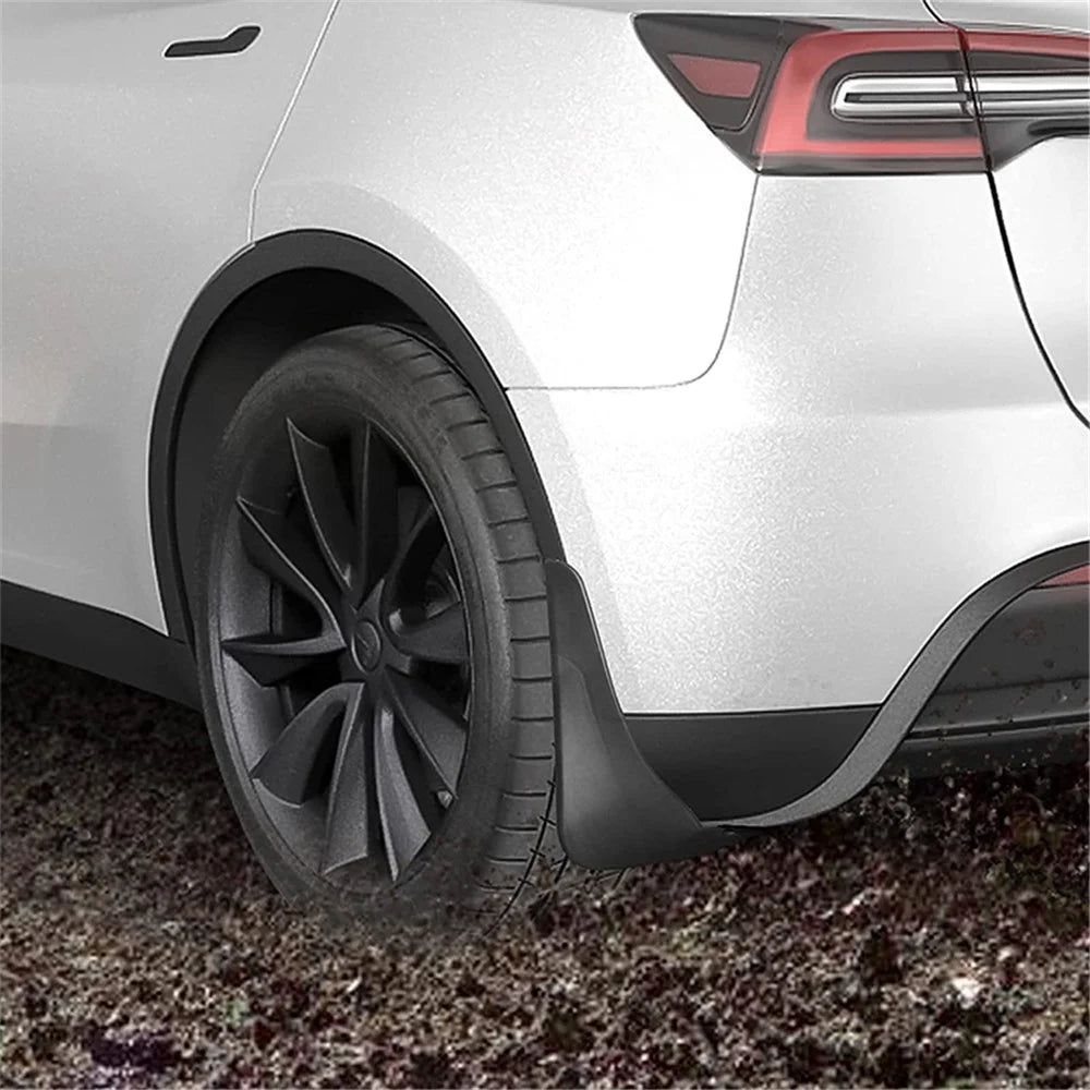 4PCS No Drilling Car Front and Rear Wheel Fender Mud Flap Mud Guard for Tesla Model Y - Matte Black - 4