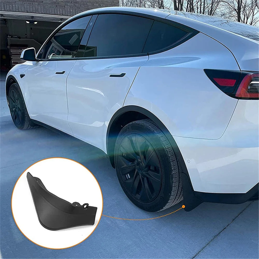 4PCS No Drilling Car Front and Rear Wheel Fender Mud Flap Mud Guard for Tesla Model Y - Matte Black - 5