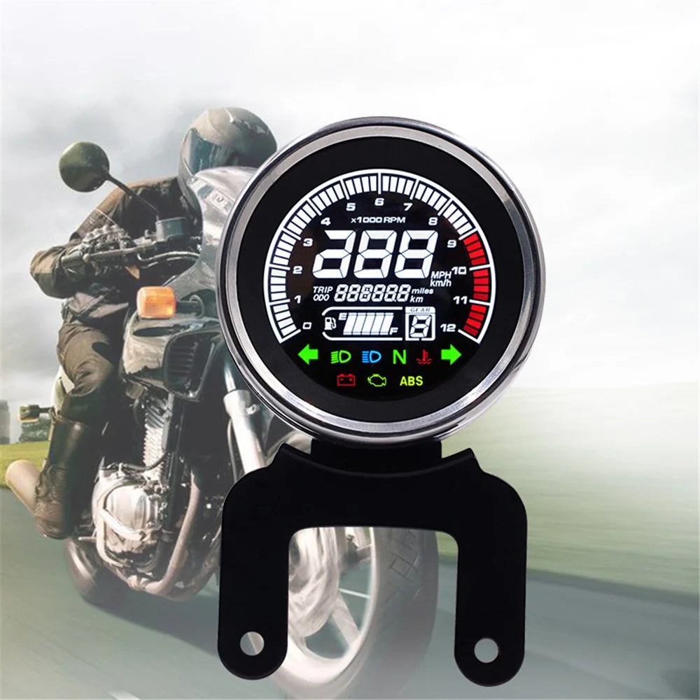 WUPP CS-782A1 LCD Light Digital Speedometer 12V Motorcycle Replacement Tachometer Odometer Fuel Gauge Oil - 1