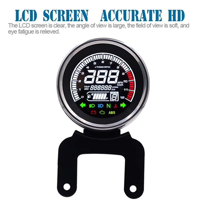 WUPP CS-782A1 LCD Light Digital Speedometer 12V Motorcycle Replacement Tachometer Odometer Fuel Gauge Oil - 6