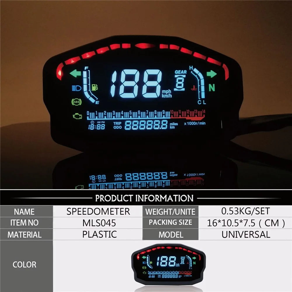 TKSPEED MLS045 For 1/2/4 Cylinders Motorcycle Universal LED LCD Speedometer Digital Odometer Backlight Odometer for Honda Ducati Kawasaki Suzuki - 2